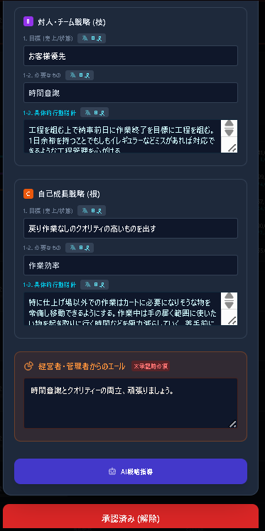 月次戦略シート — 自己成長・管理者エール・AI戦略指導